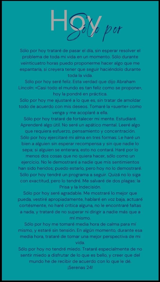 Oración solo por hoy neuroicos anónimos